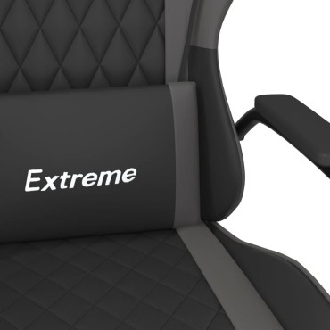 vidaXL Καρέκλα Gaming Μασάζ Μαύρο/Γκρι από Συνθετικό Δέρμα 54x61,5x(118,5-128)cm 1 τεμ.