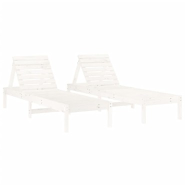 vidaXL Ξαπλώστρες 2 τεμ. Λευκές 199,5x60x74cm από Μασίφ Ξύλο Πεύκου