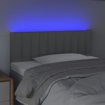 vidaXL Κεφαλάρι Κρεβατιού LED Ανοιχτό Γκρι 90x5x78/88cm Υφασμάτινο 1 τεμ.