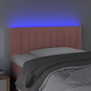 vidaXL Κεφαλάρι Κρεβατιού LED Ροζ 90x5x78/88cm Βελούδινο 1 τεμ.