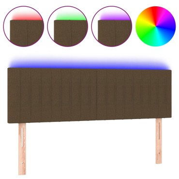 vidaXL Κεφαλάρι Κρεβατιού LED Σκούρο Καφέ 144x5x78/88cm Υφασμάτινο 1 τεμ.