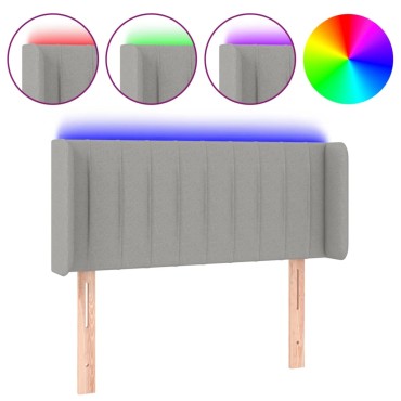 vidaXL Κεφαλάρι Κρεβατιού LED Ανοιχτό Γκρι 93x16x78/88cm Υφασμάτινο 1 τεμ.
