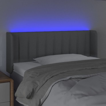 vidaXL Κεφαλάρι Κρεβατιού LED Ανοιχτό Γκρι 93x16x78/88cm Υφασμάτινο 1 τεμ.