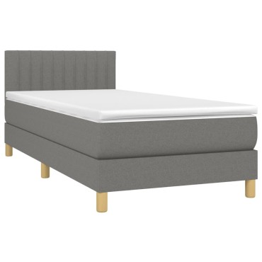 vidaXL Κρεβάτι Boxspring με Στρώμα Σκούρο Γκρι 80x200 εκ. Υφασμάτινο