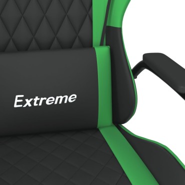 vidaXL Καρέκλα Gaming Μασάζ Μαύρο/Πράσινο από Συνθετικό Δέρμα 54x61,5x(118,5-128)cm 1 τεμ.