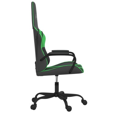 vidaXL Καρέκλα Gaming Μασάζ Μαύρο/Πράσινο από Συνθετικό Δέρμα 54x61,5x(118,5-128)cm 1 τεμ.