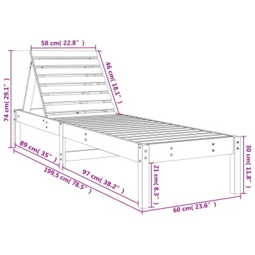 vidaXL Ξαπλώστρες 2 τεμ. Μαύρες 199,5x60x74cm από Μασίφ Ξύλο Πεύκου