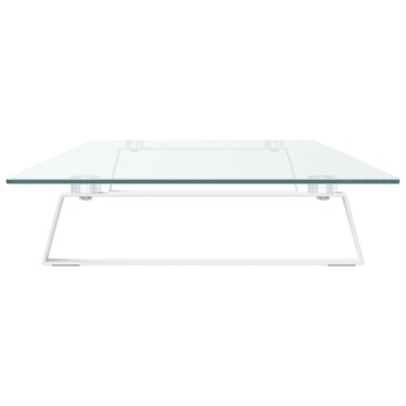 vidaXL Βάση Οθόνης Λευκή 100 x 35 x 8 εκ. από Ψημένο Γυαλί και Μέταλλο