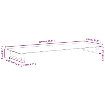 vidaXL Βάση Οθόνης Λευκή 100 x 35 x 8 εκ. από Ψημένο Γυαλί και Μέταλλο