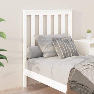 vidaXL Κεφαλάρι Κρεβατιού Λευκό 81x6x101cm από Μασίφ Ξύλο Πεύκου 1 τεμ.
