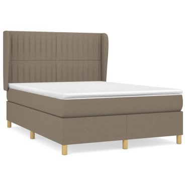 vidaXL Κρεβάτι Boxspring με Στρώμα Taupe 140x200cm Υφασμάτινο 1 τεμ. - Διπλό