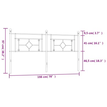vidaXL Κεφαλάρι Μαύρο Μεταλλικό 198x3x97cm 1 τεμ.