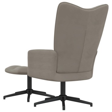 vidaXL Πολυθρόνα Relax Ανοιχτό Γκρι Βελούδινη με Σκαμπό 62x68x98cm 1 τεμ.