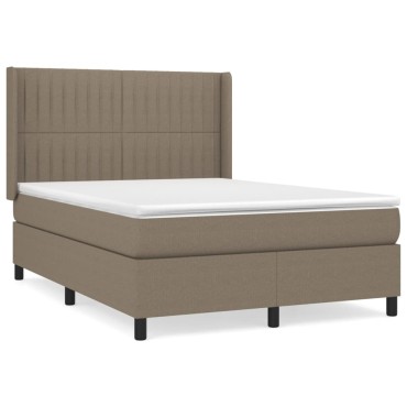 vidaXL Κρεβάτι Boxspring με Στρώμα Taupe 140x200cm Υφασμάτινο 1 τεμ. - Διπλό