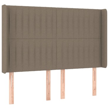 vidaXL Κρεβάτι Boxspring με Στρώμα & LED Taupe 140x200 εκ. Υφασμάτινο