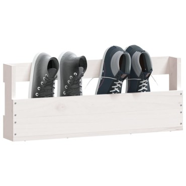 vidaXL Παπουτσοθήκη Επιτοίχια 2 τεμ. Λευκή 59x9x23cm Μασίφ Πεύκο