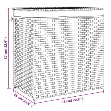 vidaXL Καλάθι Πλυντηρίου με 2 Τμήματα 53 x 35 x 57 εκ. Συνθετικό Ρατάν