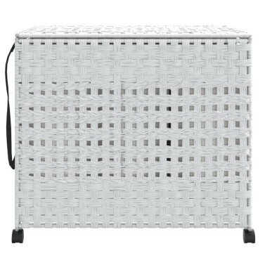 vidaXL Καλάθι Άπλυτων με Τροχούς Λευκό 66x35x60 εκ. από Ρατάν