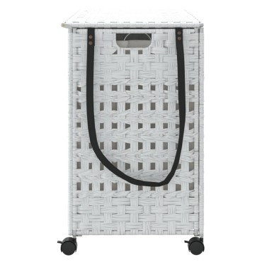vidaXL Καλάθι Άπλυτων με Τροχούς Λευκό 66x35x60 εκ. από Ρατάν