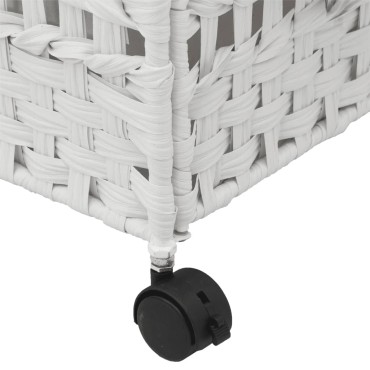 vidaXL Καλάθι Άπλυτων με Τροχούς Λευκό 66x35x60 εκ. από Ρατάν