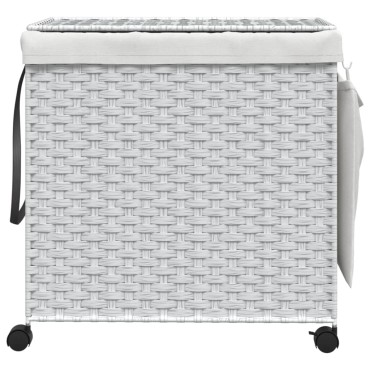 vidaXL Καλάθι Άπλυτων με Τροχούς Λευκό 60x35x60,5 εκ. από Ρατάν