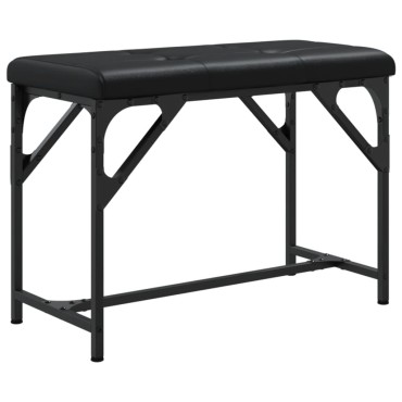 vidaXL Πάγκος Τραπεζαρίας Μαύρος 62x32x45cm Ατσάλι / Συνθετικό Δέρμα 1 τεμ.