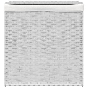 vidaXL Καλάθι Πλυντηρίου 2 Τμήματα Λευκό 53x35x57εκ. Συνθετικό Ρατάν