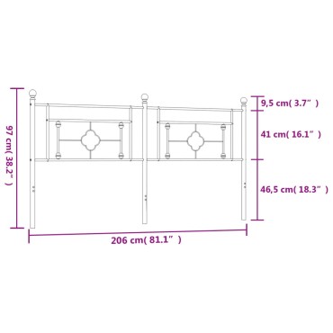 vidaXL Κεφαλάρι Μαύρο Μεταλλικό 206x3x97cm 1 τεμ.