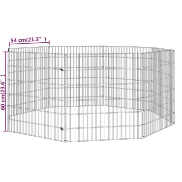 vidaXL Περίφραξη Ζώων Ελεύθερης Βοσκής 8 Πάνελ 54x60 εκ. Γαλβ. Σίδερο