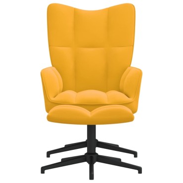 vidaXL Πολυθρόνα Relax Κίτρινη Μουσταρδί Βελούδινη με Σκαμπό 62x68x98cm 1 τεμ.