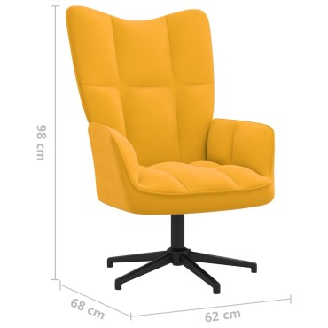 vidaXL Πολυθρόνα Relax Κίτρινη Μουσταρδί Βελούδινη με Σκαμπό 62x68x98cm 1 τεμ.