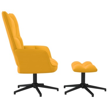 vidaXL Πολυθρόνα Relax Κίτρινη Μουσταρδί Βελούδινη με Σκαμπό 62x68x98cm 1 τεμ.