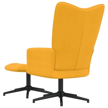 vidaXL Πολυθρόνα Relax Κίτρινη Μουσταρδί Βελούδινη με Σκαμπό 62x68x98cm 1 τεμ.
