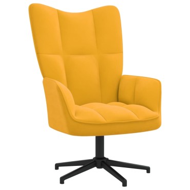 vidaXL Πολυθρόνα Relax Κίτρινη Μουσταρδί Βελούδινη με Σκαμπό 62x68x98cm 1 τεμ.
