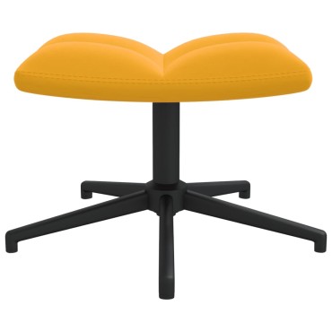 vidaXL Πολυθρόνα Relax Κίτρινη Μουσταρδί Βελούδινη με Σκαμπό 62x68x98cm 1 τεμ.