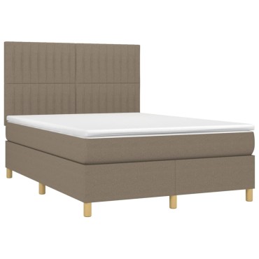 vidaXL Κρεβάτι Boxspring με Στρώμα Taupe 140x200cm Υφασμάτινο 1 τεμ. - Διπλό