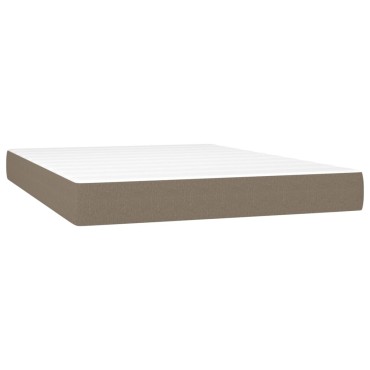 vidaXL Κρεβάτι Boxspring με Στρώμα Taupe 140x200cm Υφασμάτινο 1 τεμ. - Διπλό
