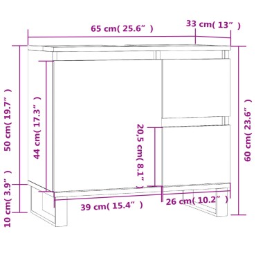 vidaXL Ντουλάπι Μπάνιου Μαύρο 65x33x60cm Επεξεργασμένο Ξύλο