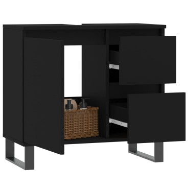 vidaXL Ντουλάπι Μπάνιου Μαύρο 65x33x60cm Επεξεργασμένο Ξύλο