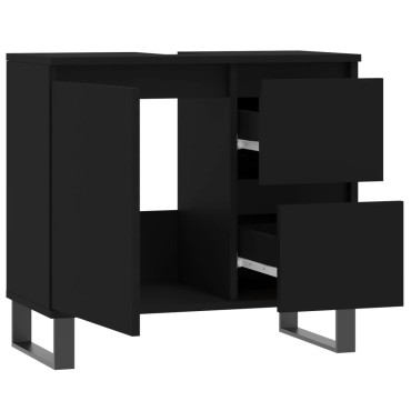 vidaXL Ντουλάπι Μπάνιου Μαύρο 65x33x60cm Επεξεργασμένο Ξύλο