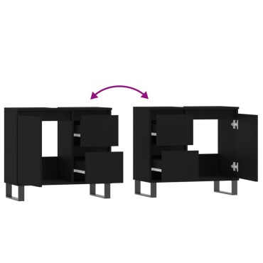 vidaXL Ντουλάπι Μπάνιου Μαύρο 65x33x60cm Επεξεργασμένο Ξύλο