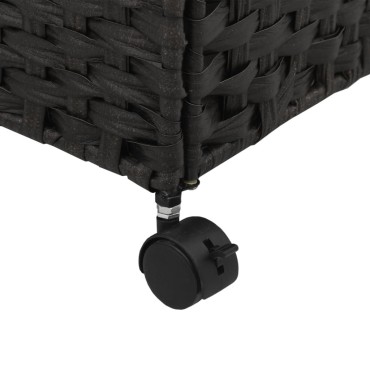 vidaXL Καλάθι Άπλυτων με Τροχούς Μαύρο 60 x 35 x 60,5 εκ. από Ρατάν