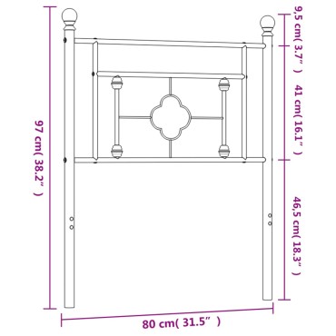 vidaXL Κεφαλάρι Μαύρο Μεταλλικό 80x3x97cm 1 τεμ.