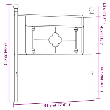 vidaXL Κεφαλάρι Μαύρο Μεταλλικό 95x3x97cm 1 τεμ.