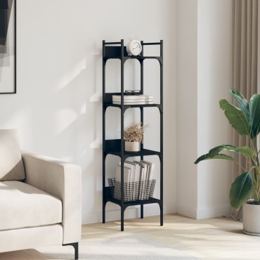 vidaXL Βιβλιοθήκη 4 Επιπέδων Μαύρη 35x30x138,5cm Επεξεργ. Ξύλο 1 τεμ.