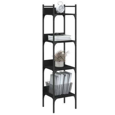 vidaXL Βιβλιοθήκη 4 Επιπέδων Μαύρη 35x30x138,5cm Επεξεργ. Ξύλο 1 τεμ.