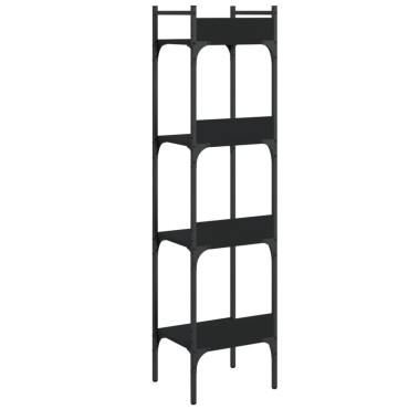 vidaXL Βιβλιοθήκη 4 Επιπέδων Μαύρη 35x30x138,5cm Επεξεργ. Ξύλο 1 τεμ.