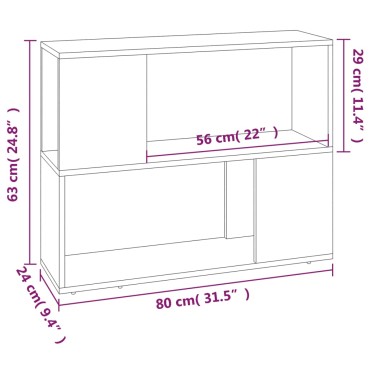vidaXL Βιβλιοθήκη/Διαχωριστικό Χώρου Γκρι Sonoma 80x24x63cm 1 τεμ.