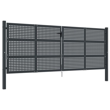 vidaXL Πύλη Κήπου Ανθρακί 400 x 125 εκ. Ατσάλινη