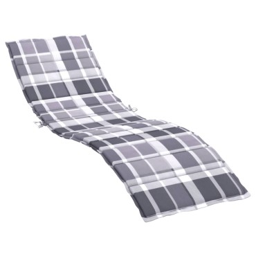 vidaXL Μαξιλάρι Ξαπλώστρας Γκρι Καρό 200x70x3cm από Ύφασμα Oxford